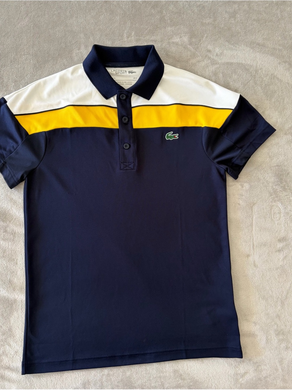 Lacoste Sport Colorblock Polo in Navy, Yellow & White